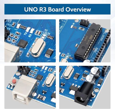 UNO R3 Board Compatible with arduino for STEM Education & DIY Prototyping - ATmega328P Microcontroller with USB Cable for Makers and Projects in Kuwait