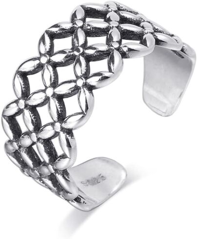 Adjustable Rings for women925silver ringsfor Women Rings Delicate Trendy S925 Silver Vintage Hollow Mesh Ring Silver Ring Wedding for Her in Kuwait