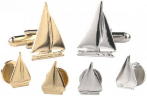 Sailboat Silver Plated Tuxedo Studs and Cufflinks in Kuwait
