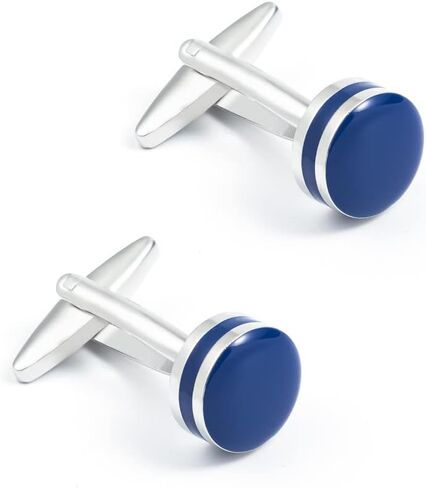 Men's French business shirt with blue drop glue enamel copper metal cufflinks in Kuwait