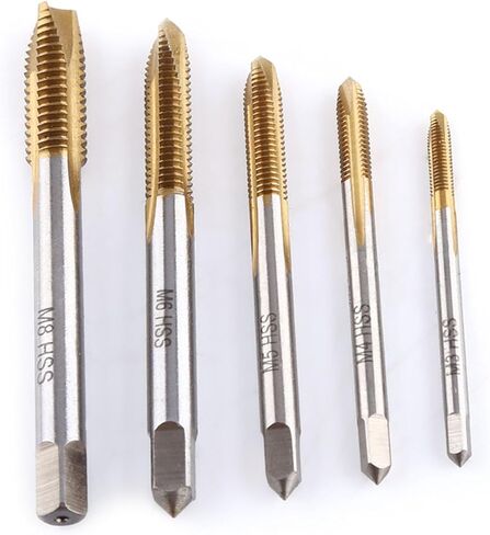 Fafeicy Thread Tap Set HSS طقم صنبور لولبي M3 إلى M8، 5 قطع من صنابير توصيل الماكينة المغلفة مع إخراج رقاقة أمامية، من أجل التنصت على الفتحات وإصلاحها in Kuwait