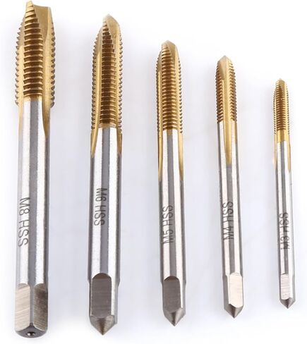 Fafeicy Thread Tap Set HSS طقم صنبور لولبي M3 إلى M8، 5 قطع من صنابير توصيل الماكينة المغلفة مع إخراج رقاقة أمامية، من أجل التنصت على الفتحات وإصلاحها in Kuwait