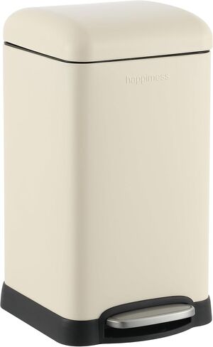 سلة المهملات Happimess HPM1012C Betty Retro Mini بسعة 3.2 جالون، حديثة، بسيطة، مقاومة لبصمات الأصابع، مقاومة للصدأ، إغلاق ناعم، غرفة النوم، الحمام، المطبخ، غرفة الغسيل، المكتب، 3.2 جالون، أبيض in Kuwait