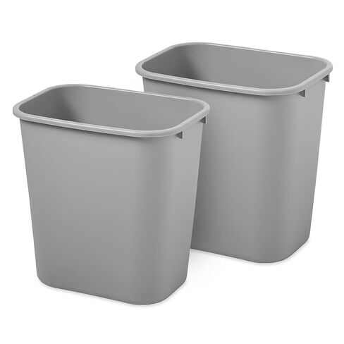 Rubbermaid Commercial Products 2 Pack Resin Wastebasket/Trash Can, 7-Gallon/28-Quart, Gray, Plastic, for Bedroom/Bathroom/Office, Fits Under Desk/Sink/Cabinet in Saudi Arabia