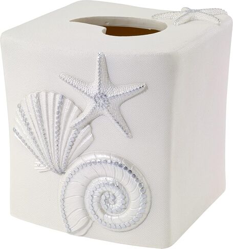 Avanti Linens - Wastebasket, Decorative Trash Can, Seashell Inspired Bathroom Accessories, Guest Bathroom Essentials (Sequin Shells Collection) in Kuwait