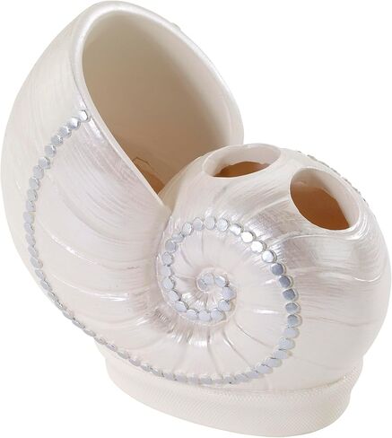 Avanti Linens - Wastebasket, Decorative Trash Can, Seashell Inspired Bathroom Accessories, Guest Bathroom Essentials (Sequin Shells Collection) in Kuwait
