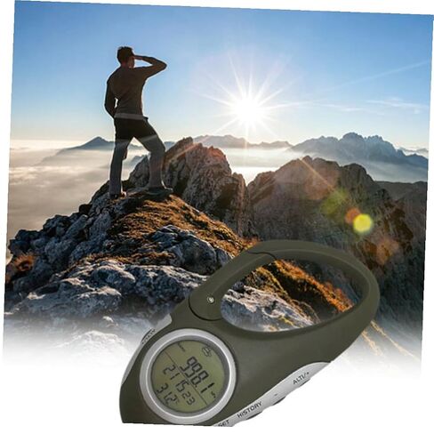 Mountaineering Altimeter Barometer Thermometer Carabiner, Handheld Digital Weather Gauge for Hiking and Outdoor Sports in Kuwait
