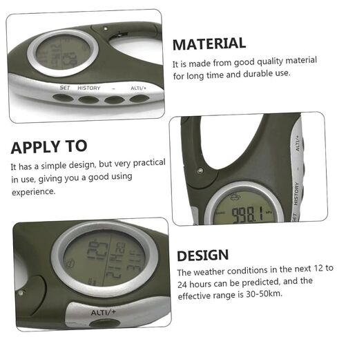 Mountaineering Altimeter Barometer Thermometer Carabiner, Handheld Digital Weather Gauge for Hiking and Outdoor Sports in Kuwait