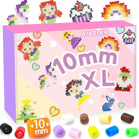 10MM Fuse Beads Kit for Kids - Mixed Colors Fuse Bead Craft Set with Pegboard, Ironing Papers and Accessories, XL Iron Beads for Craft, DIY Arts and Crafts Toys for Kids Gifts for Girls Boys Age 5+ in Saudi Arabia