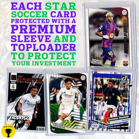 2026 World Cup Superstars Soccer Trading Card Set, 11 Cards + 1 Sticker | 11 Officially Licensed Soccer Cards + 1 Authentic Soccer Sticker, Sleeved & Toploaded World Cup Superstars & Soccer Legends in Kuwait