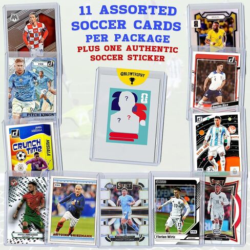 2026 World Cup Superstars Soccer Trading Card Set, 11 Cards + 1 Sticker | 11 Officially Licensed Soccer Cards + 1 Authentic Soccer Sticker, Sleeved & Toploaded World Cup Superstars & Soccer Legends in Kuwait