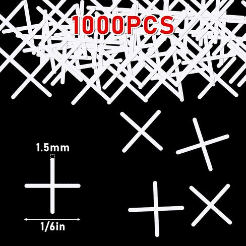 Tile Spacers 1/16 Inch, 1000 Pcs Cross Tile Leveling Clips Floor Wall Plastic Tiles Shim for Various Types of Ceramic Tiles Installation Leveling in Kuwait