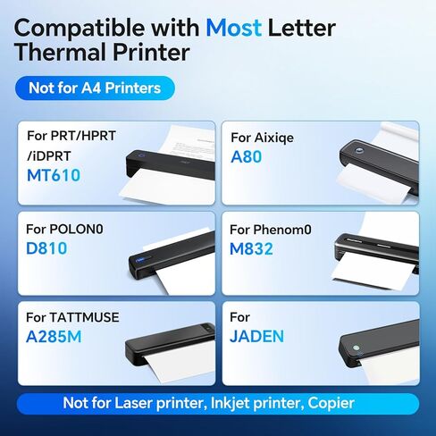 idprt us letter 8.5x11 inch paper 200 sheets ، متوافق مع الطابعة الحرارية المحمولة MT610 ، تحقيق طباعة ملفات مستمرة ، ورق حراري لـ IDPRT/HPRT/PRT in Kuwait