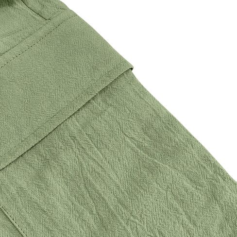 Cotton Linen Cargo Shorts for Men Summer Casual Loose Elastic Waist Lightweight Beach Vacation Shorts with Pockets in Kuwait