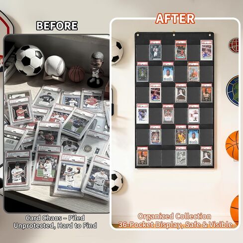 Card Display case 36 Pocket PAS Graded Card Display for Sports Card Holder for Basketball, Football, Baseball Cards wall Display in Kuwait
