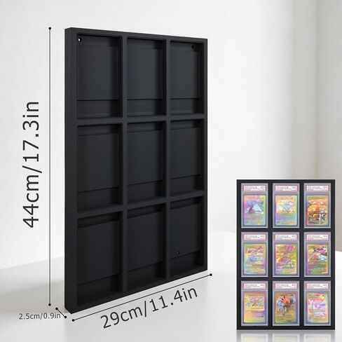 Wall Display for Graded Cards 9-Slot Foam Frame for PSA,TCG, and Sports Slabs Trading Card Display Case Sports Card Holder for Card Collector ,Black 1 Pack in Kuwait