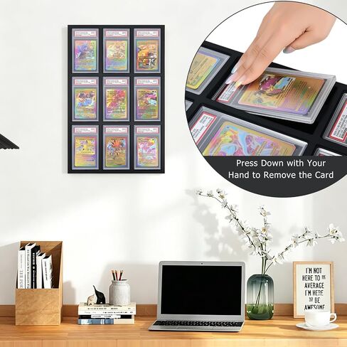 Wall Display for Graded Cards 9-Slot Foam Frame for PSA,TCG, and Sports Slabs Trading Card Display Case Sports Card Holder for Card Collector ,Black 1 Pack in Kuwait