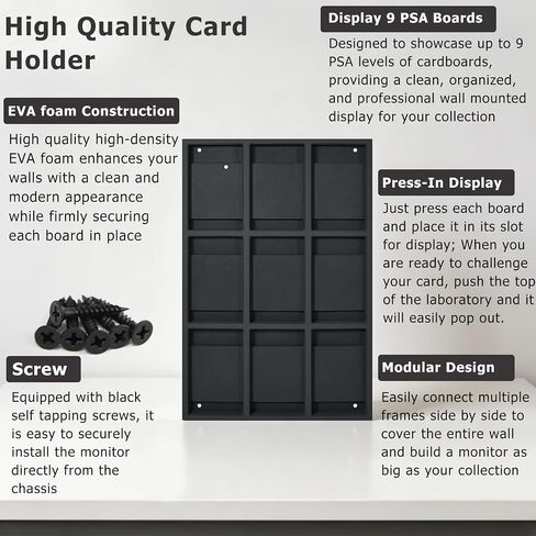 Wall Display for Graded Cards 9-Slot Foam Frame for PSA,TCG, and Sports Slabs Trading Card Display Case Sports Card Holder for Card Collector ,Black 1 Pack in Kuwait