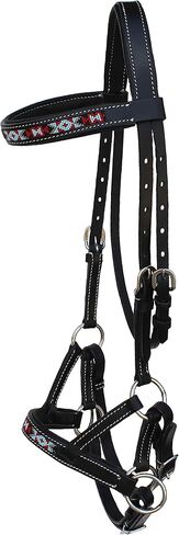 حصان غربي من الجلد الأسود مزين بالخرز من Bitless Sidepull Bridle 77RT17BK-F in Kuwait