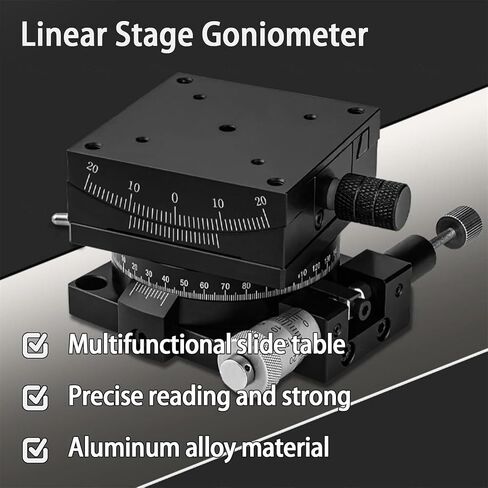 Manual Goniometer Stage,60x60mm Linear Stage with ±20° Tilt Adjustment,Optical Positioning Sliding Table for Lab Equipment,Versatile Applications in Kuwait