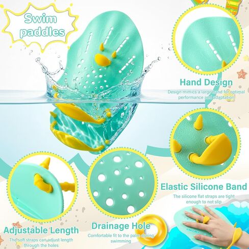 WinnerWhy 4 Pcs Swim Training Pull Buoy Hand Paddles Set Include 1 Pull Buoy 2 Hand Paddles with Adjustable Straps 1 Bag Swimming Training Equipment for Adult, Beginners in Kuwait