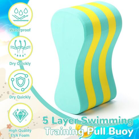 WinnerWhy 4 Pcs Swim Training Pull Buoy Hand Paddles Set Include 1 Pull Buoy 2 Hand Paddles with Adjustable Straps 1 Bag Swimming Training Equipment for Adult, Beginners in Kuwait