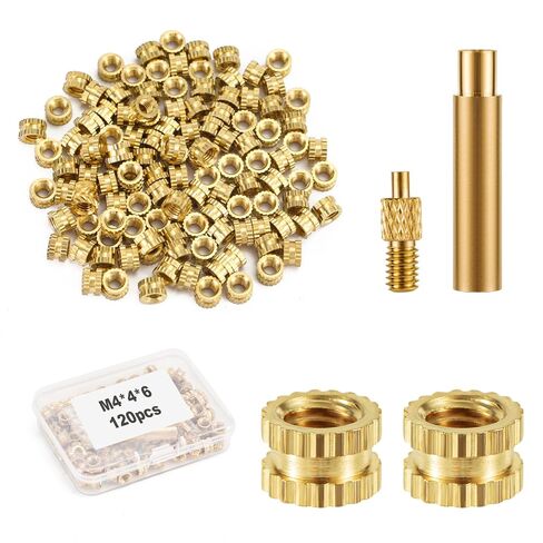 120pcs Threaded Insert, M4 x 4 x 6 3D Printing Brass Nuts Internal Thread Heat Embedment Nut for 3D Printer Parts Plastic Shell Injection Molding in Kuwait