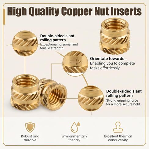 80Pcs M5 Heat Set Inserts Knurled Brass Nuts M5 x D7 x L6 Threaded Insert for 3D Printing Plastic Components Loptop Shells in Kuwait