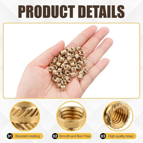 80Pcs M5 Heat Set Inserts Knurled Brass Nuts M5 x D7 x L6 Threaded Insert for 3D Printing Plastic Components Loptop Shells in Kuwait