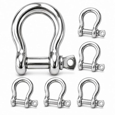 ZORUNNA 1/2" D Ring Shackles, 304 Stainless Steel Clevis Shackle for Marine Boat Anchor Chain & Line, Rust-Proof Shackles for Towing, Engine Lifting,Wheelchair Tie-Downs & Outdoor Rigging(4 Pcs) in Kuwait