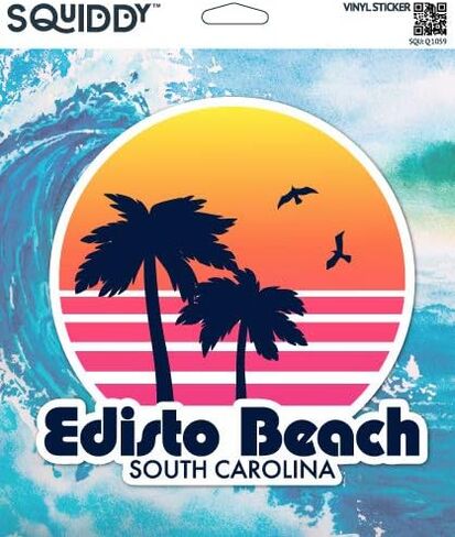 Squiddy Edisto Beach South Carolina - Vinyl Sticker Decal for Phone, Laptop, Water Bottle (3" high) in Kuwait
