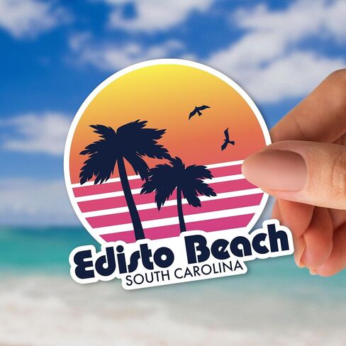Squiddy Edisto Beach South Carolina - Vinyl Sticker Decal for Phone, Laptop, Water Bottle (3" high) in Kuwait