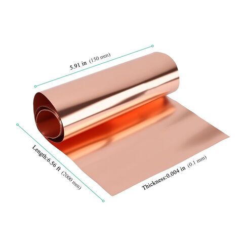 2000x150x0.1 مللي متر لفة ورقة وامضة نحاسية ، 38 قياس 6.5ft شريط نحاسي طويل للكهرباء ومشاريع DIY in Kuwait