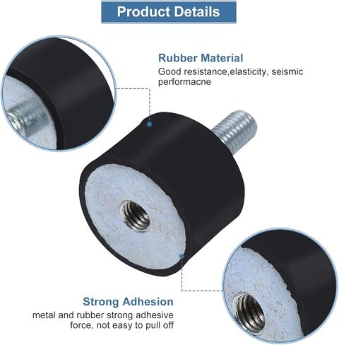 Rubber Anti-Vibration Mounts M8 M6 Cylindrical Isolator Shock Absorber w/Threaded Stud Male Thread Silentblock for Car Boat Bobbins, M8 Pack of 4 in Kuwait
