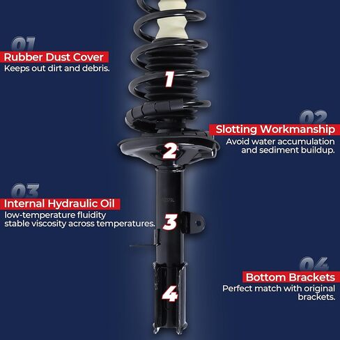 MOSTPLUS AWD Rear Complete Strut Assembly & Shock Absorber w/Coil Springs Compatible with 2008-2013 Toyota Highlander, Replace 1333320L 1333320R (Set of 2) in Kuwait