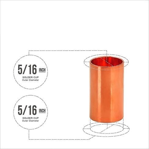 5 Pack of 5/16" x 5/16" OD C x C Copper Coupling with Dimple Tube Stop in Kuwait