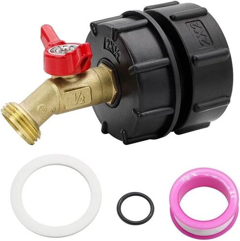 275-330 Gallon IBC Tote Tank Adapter 2.44" Fine Thread 1/2" Male NPT ×3/4" in Kuwait