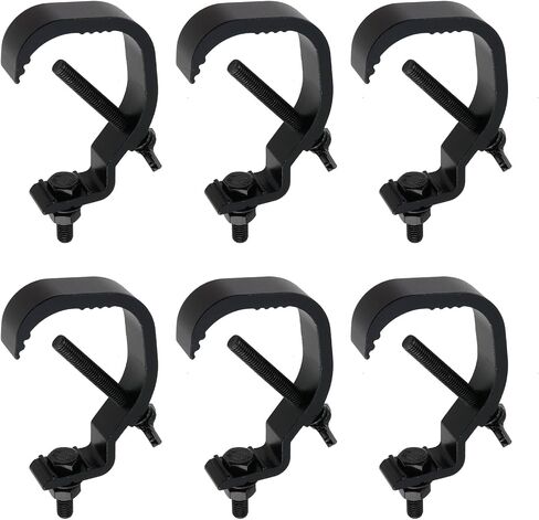 Oedema 6 Pcs Stage Lighting Clamps Heavy Duty Alloy Truss Clamp Hanger for DJ Projector Par Spotlight Moving Head Light, Perfect Fit for Tube OD 30-52mm, Black in Kuwait