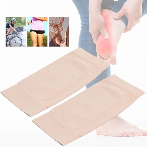 1 Pair Elastic Padded Compression Ankle Socks, Protective Heel Sleeves for Sports Fitness, Soft Breathable Nylon Material, High Performance Cushion Design, Prevents Ankle Bruising in Kuwait