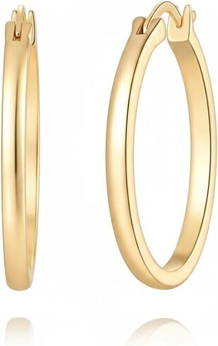 14K Gold Hoop Earrings for Women Lightweight Hypoallergenic Everyday Huggie Hoops 20mm 25mm 30mm in Saudi Arabia