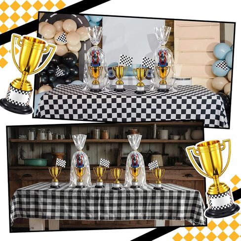 Novabright 24 Set Mini Trophies Bulk Race Car Party Favor Gifts Checkered 3.7 Inch Plastic Gold Trophies Cups for Racing Car Theme Birthday Party Supplies Gifts Rewards Sports Tournament Winning Prize in Kuwait