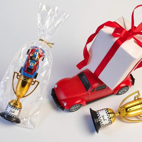 Novabright 24 Set Mini Trophies Bulk Race Car Party Favor Gifts Checkered 3.7 Inch Plastic Gold Trophies Cups for Racing Car Theme Birthday Party Supplies Gifts Rewards Sports Tournament Winning Prize in Kuwait