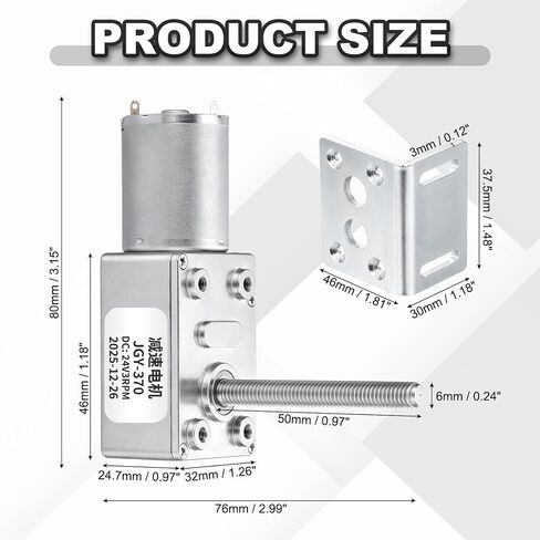 MECCANIXITY JGY-370 24V 3RPM DC محرك تروس دودة M6 عمود خيط عمود تروس توربيني عالي عزم الدوران محرك كهربائي مخفض مع دعامة تثبيت على شكل حرف L للأفران وأجهزة العرض in Kuwait