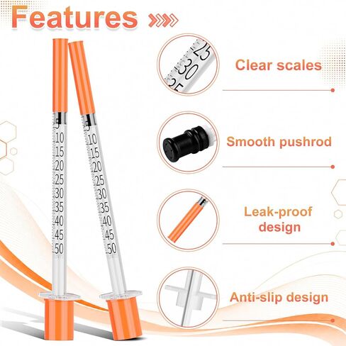 0.5cc Syringe 31G 5/16" 8mm, 0.5ml Lab Syringes, Individually Wrapped, Pack of 30 in Kuwait