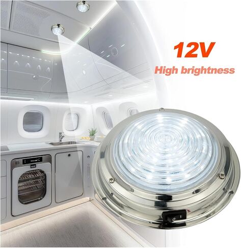 12V الفولاذ المقاوم للصدأ LED قبة ضوء 5.5 "للقارب، سقف المقصورة RV البحرية، مشرق ودائم in Kuwait