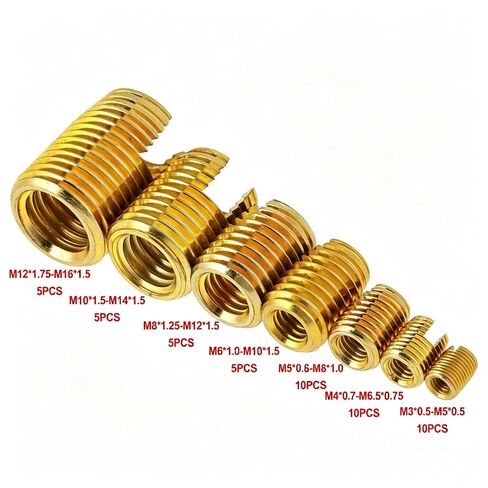 50PCS Self-Tapping Thread Inserts Assortment Kit, Brass, M3 to M12, with Storage Box in Kuwait