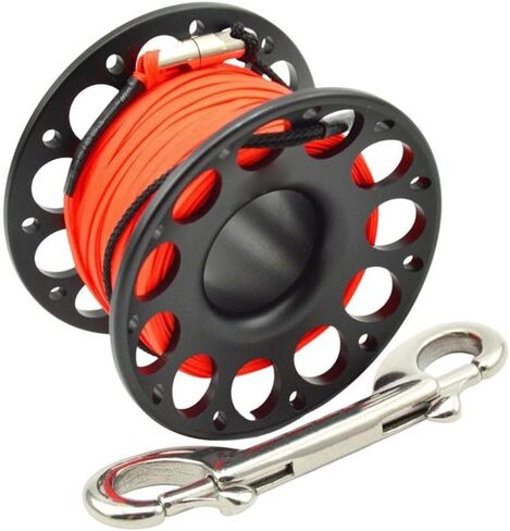 Aircraft Aluminum Scuba Diving Reel with 316 Steel Bolt, CNC Machined Finger Spool SMB Line Guide, High- Orange Line, 30M(30m Black) in Kuwait