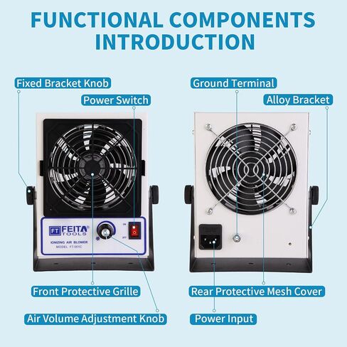 FEITA 001C ESD Ionizing Air Blower DC Type Anti Static Ionizer Static Eliminator Anti-static Ionized Fan for Eliminating Electrostatic in Kuwait