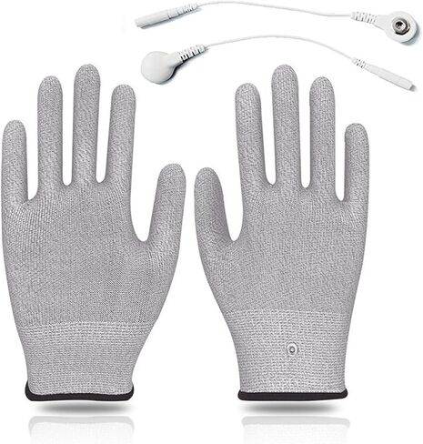 Pair of Conductive Silver Fiber Gloves Grounding Massage Gloves Static Relief Pressure Touch Screen with Includes Grounding Wire in Kuwait