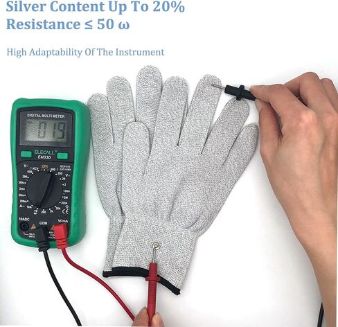 Pair of Conductive Silver Fiber Gloves Grounding Massage Gloves Static Relief Pressure Touch Screen with Includes Grounding Wire in Kuwait